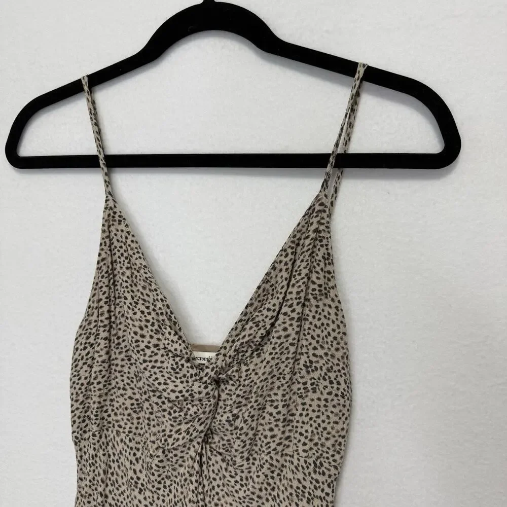 Abercrombie & Fitch Maxi Dress Womens Large LP Leopard Print Twist Front Classic